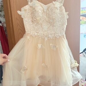 Amazon Cream Floral Embroidered Kids Dress